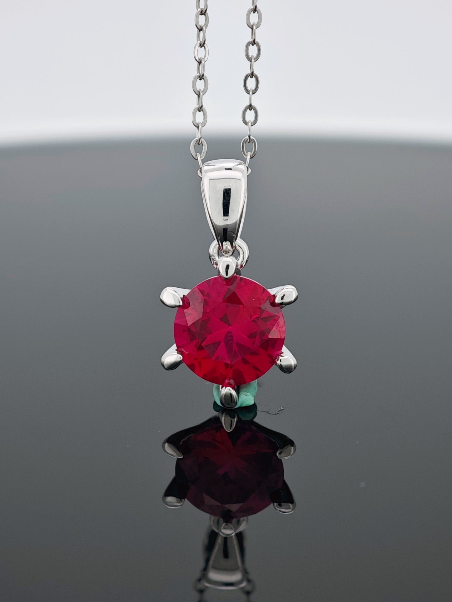 Certified S925 Silver setting-Cultured Ruby necklace