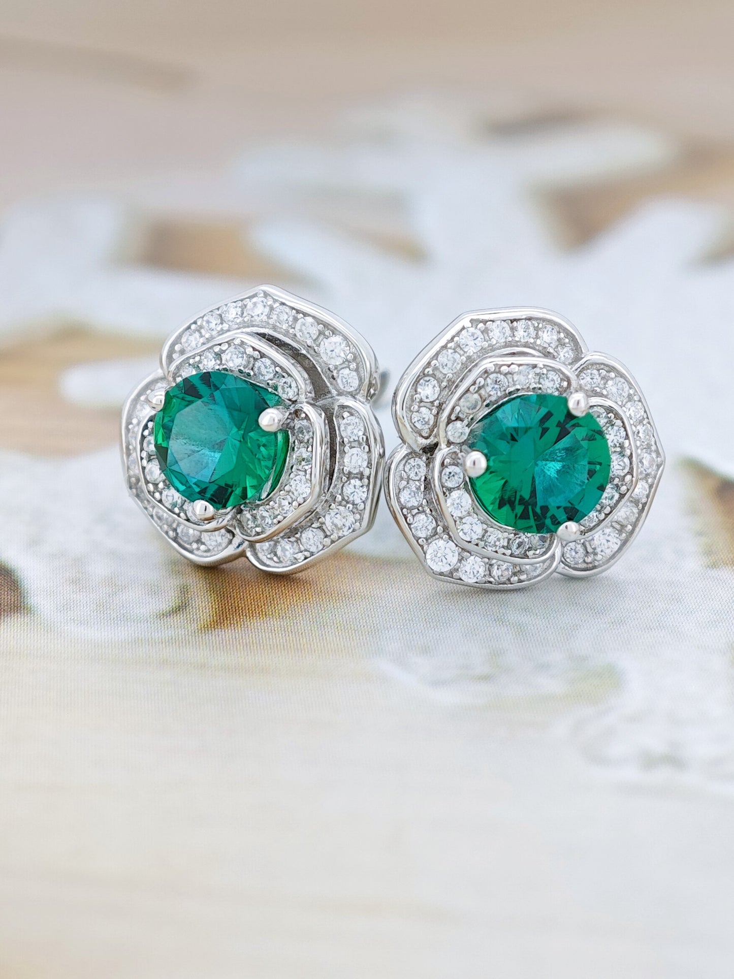 Satisfy Your Taste for Elegance – Certified Gorgeous Cultured Emerald S925 Earrings