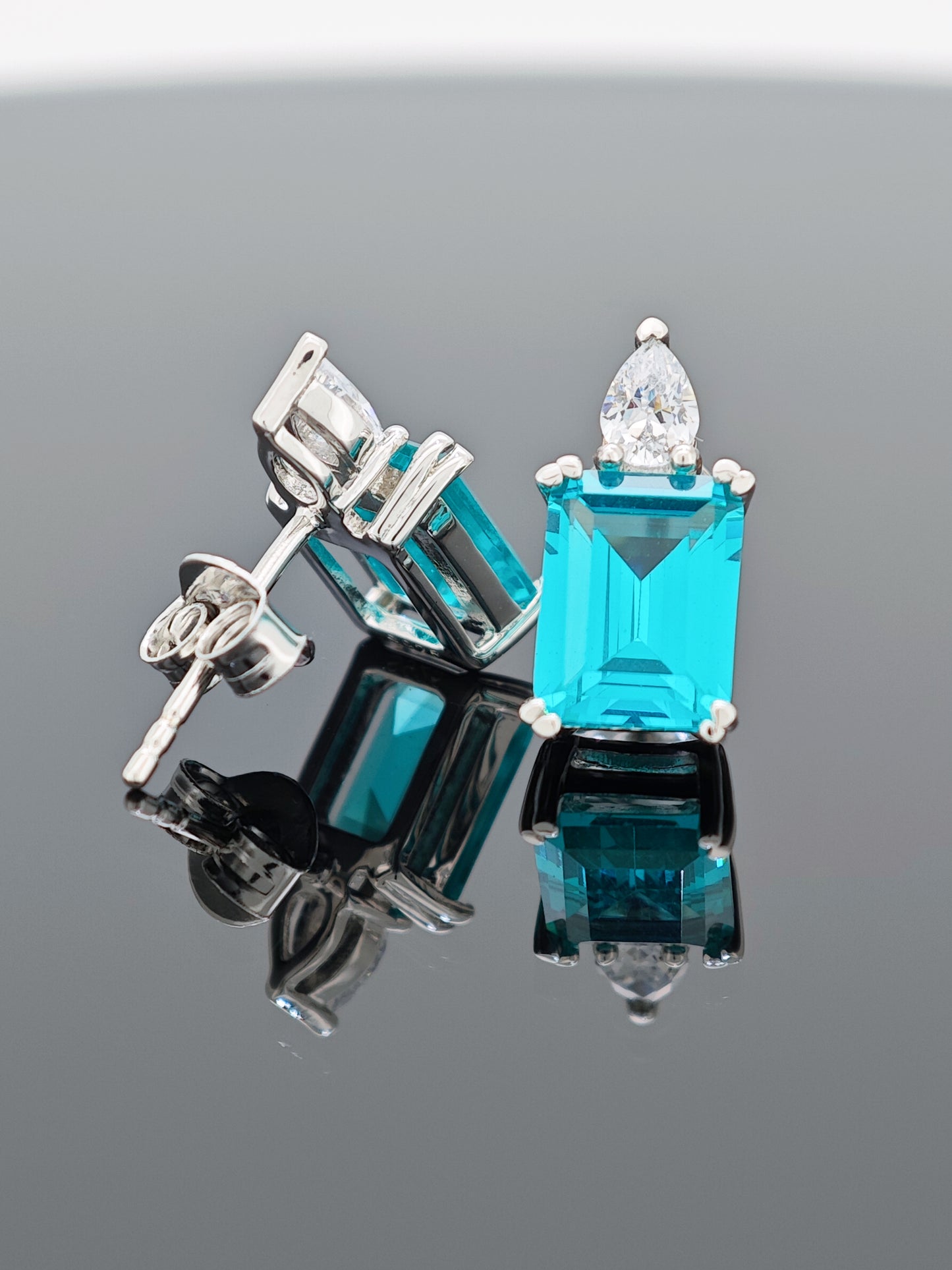 Certified S925 STERLING SILVER SETTING MAN MADE PARAIBA(TOURMALINE) EARINGS
