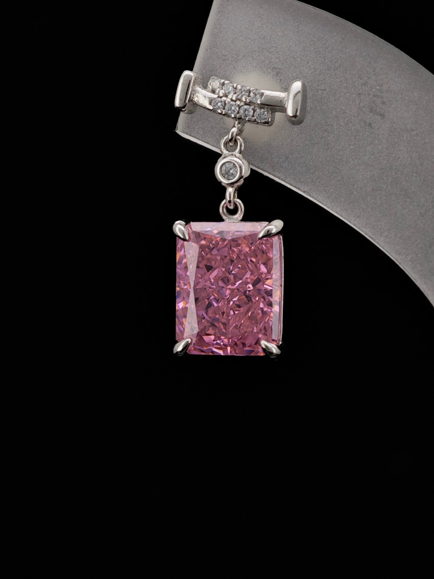 "S925 Genuine Silver Pink Ice Flower Zircon Earrings: A Touch of Luxury"