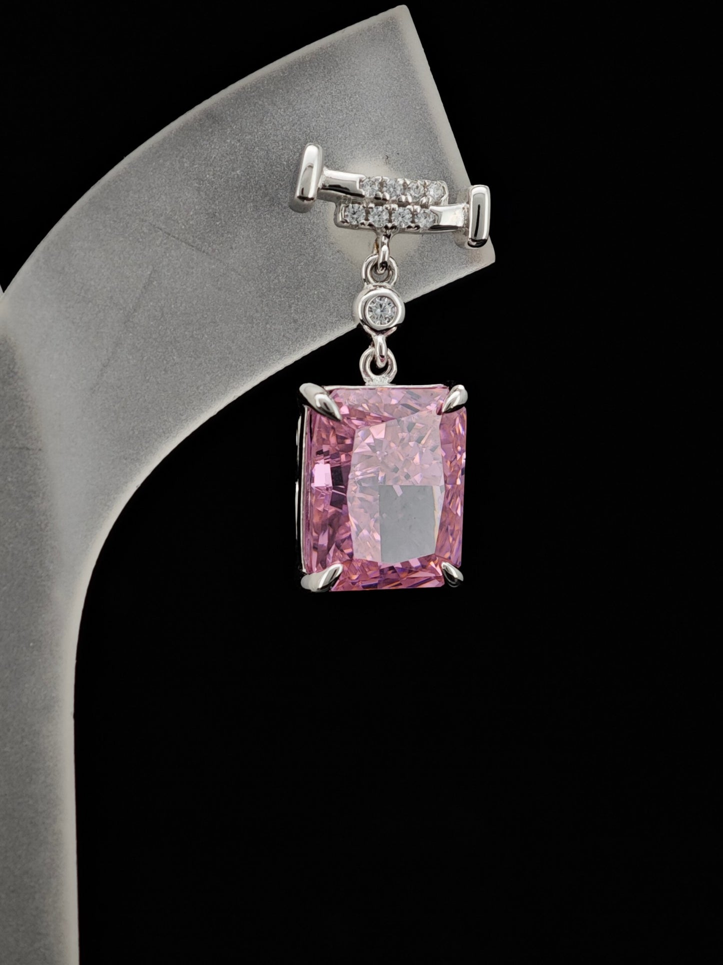 "S925 Genuine Silver Pink Ice Flower Zircon Earrings: A Touch of Luxury"