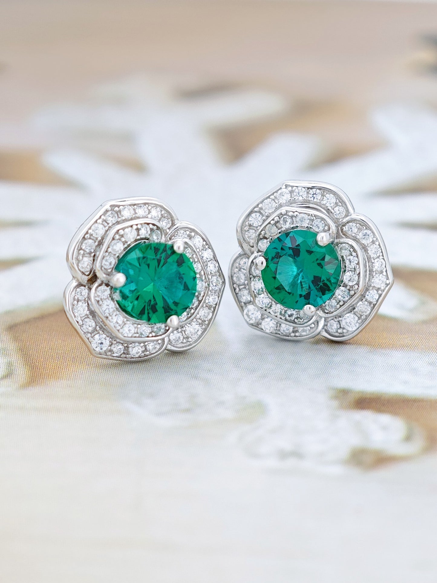 Satisfy Your Taste for Elegance – Certified Gorgeous Cultured Emerald S925 Earrings