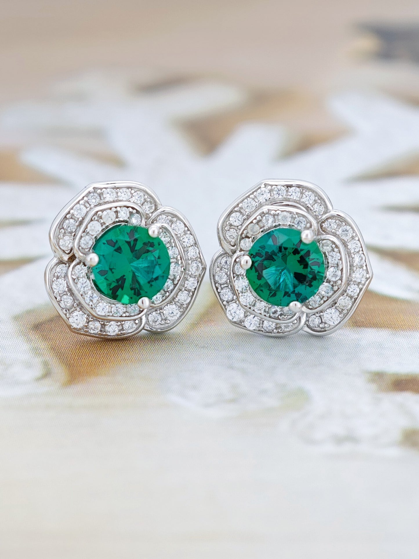 Satisfy Your Taste for Elegance – Certified Gorgeous Cultured Emerald S925 Earrings