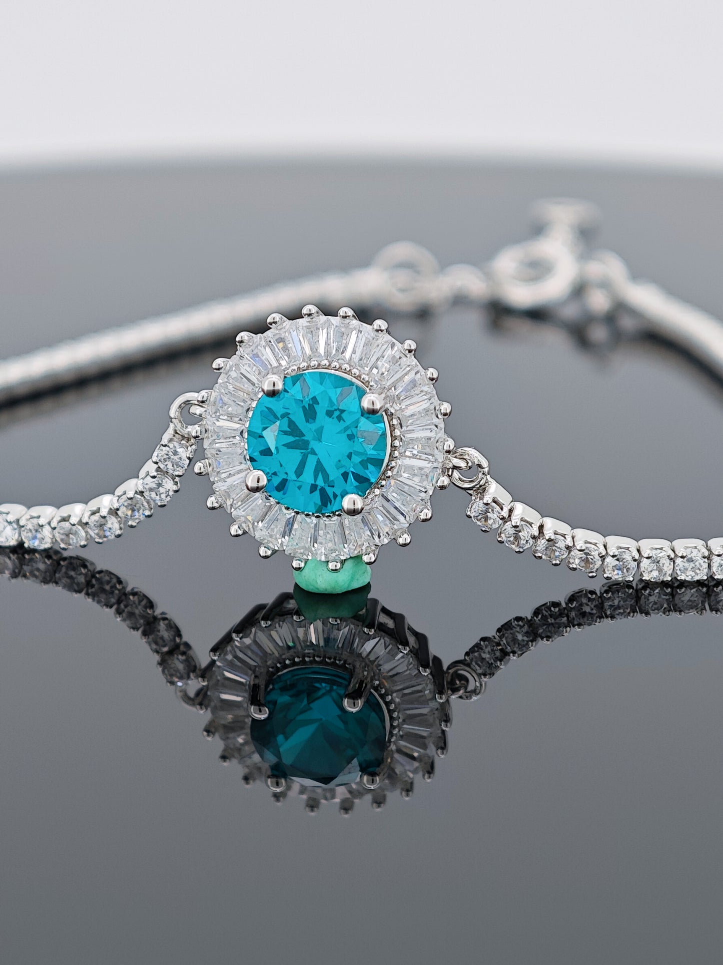 Certified S925 Silver Lab made Paraiba Tourmaline bracelet