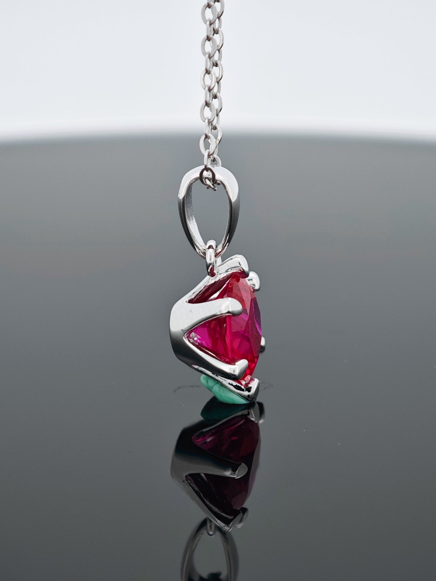 Certified S925 Silver setting-Cultured Ruby necklace