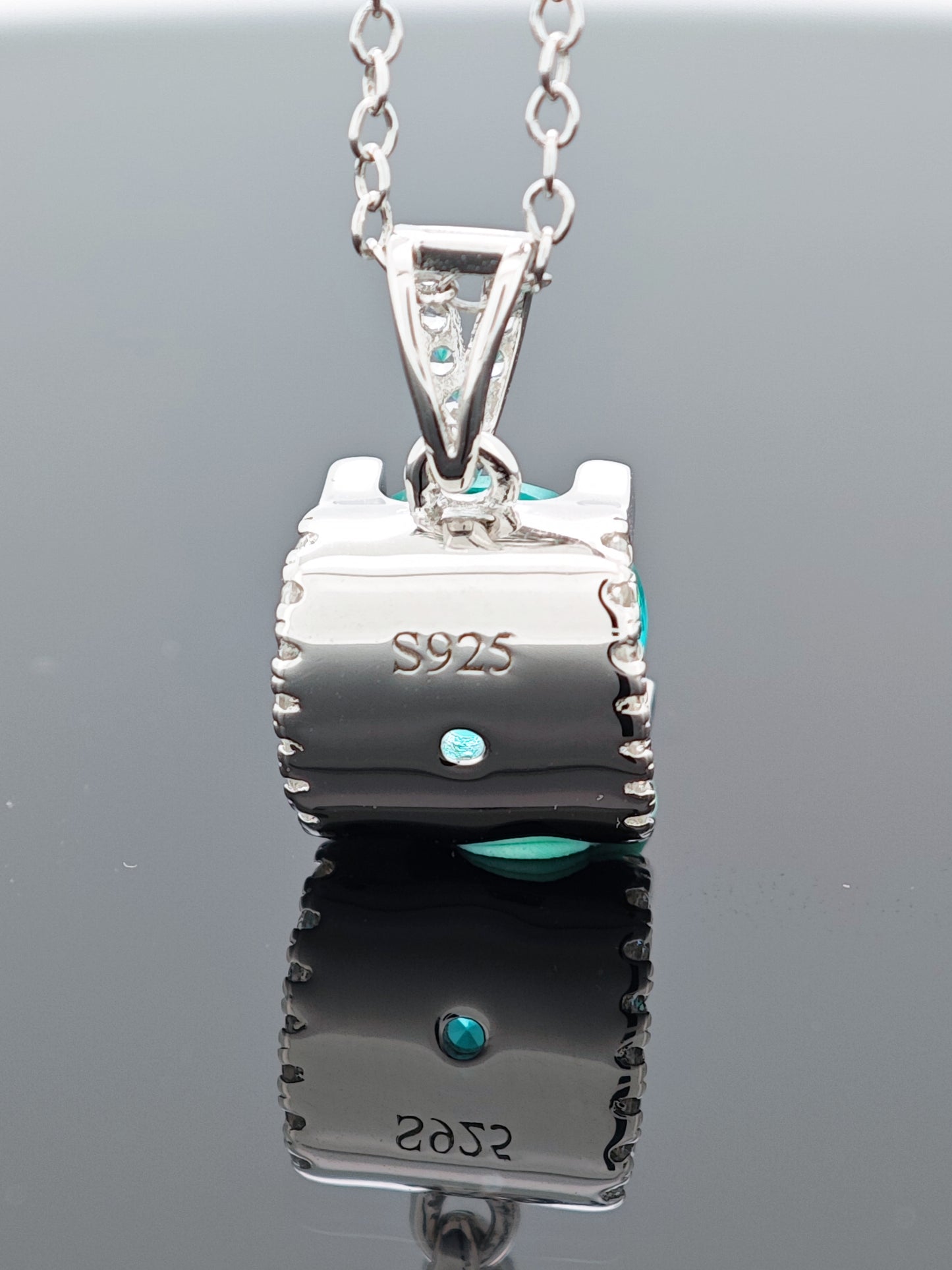 Certified S925 Silver setting Lab made Paraiba(TOURMALINE) pendant