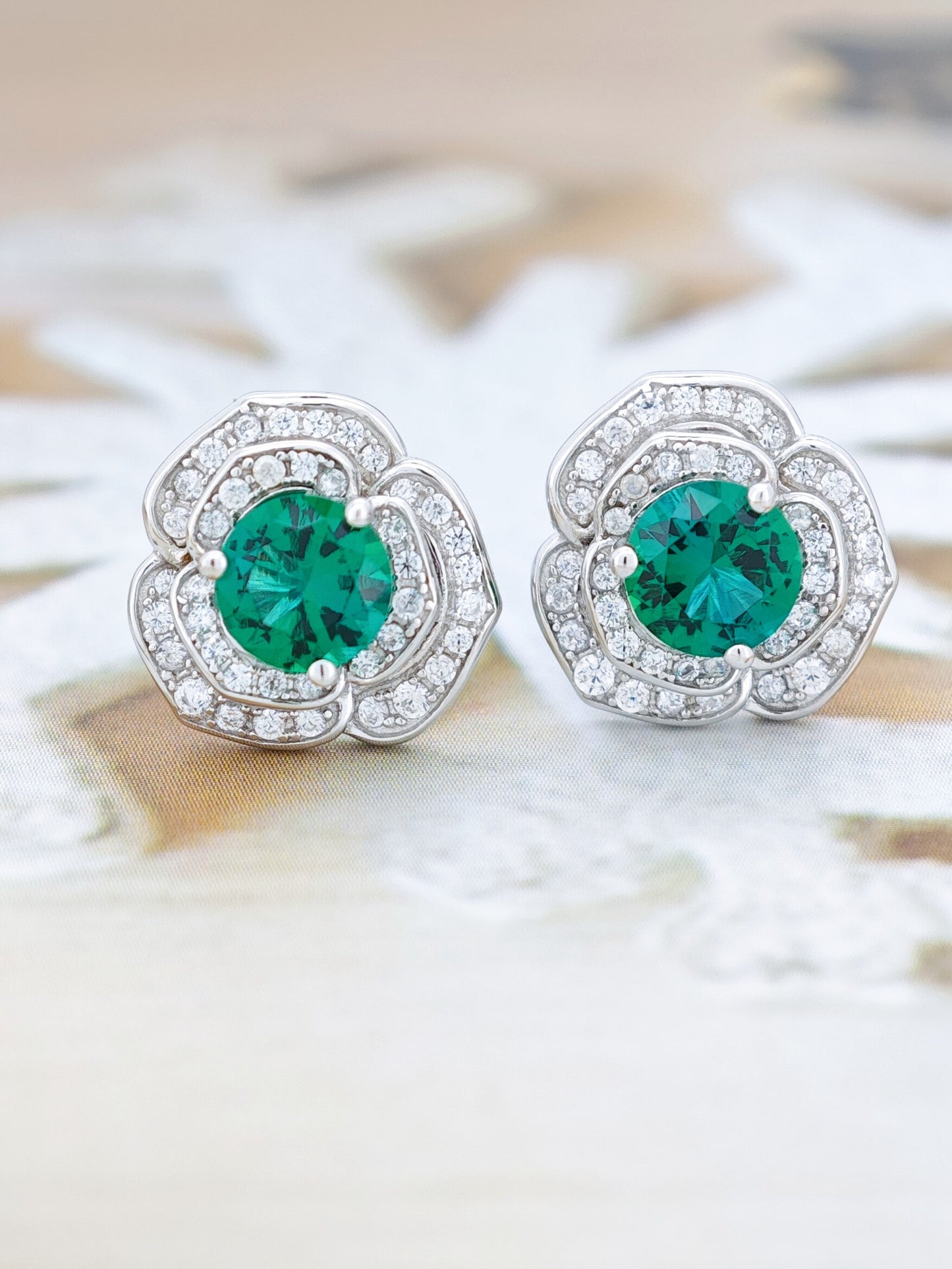 Satisfy Your Taste for Elegance – Certified Gorgeous Cultured Emerald S925 Earrings