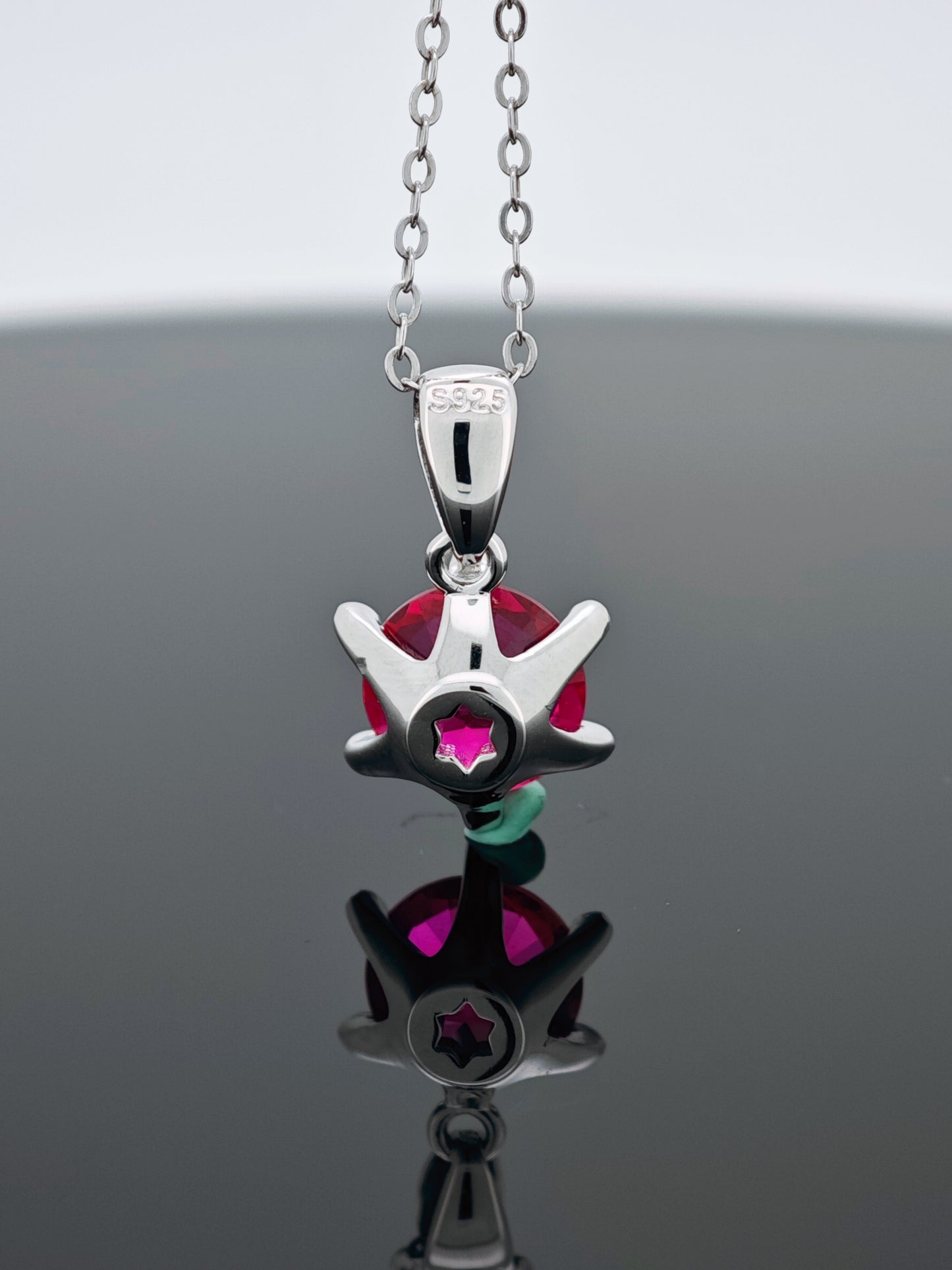 Certified S925 Silver setting-Cultured Ruby necklace