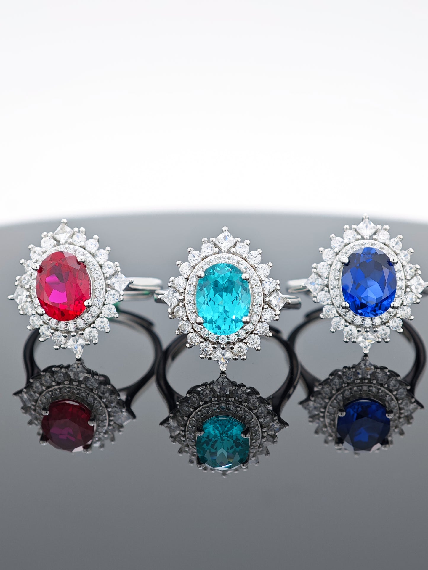 Certified S925 sterling silver Lab made Paraiba(TOURMALINE)ring