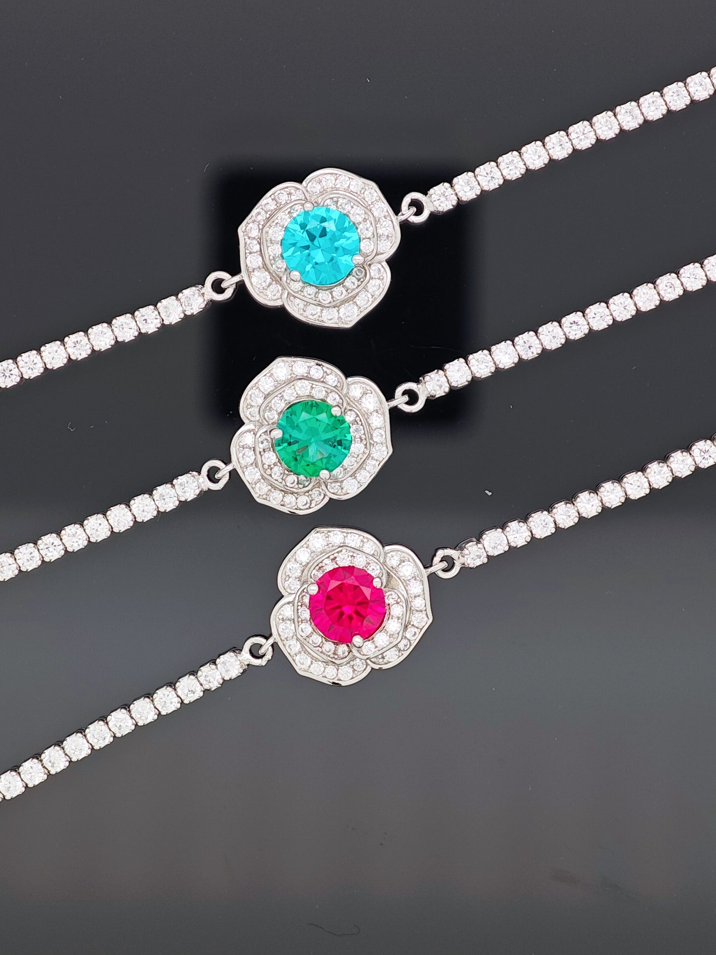 Certified S925 Sterling Silver Lab made Paraiba(TOURMALINE) bracelet