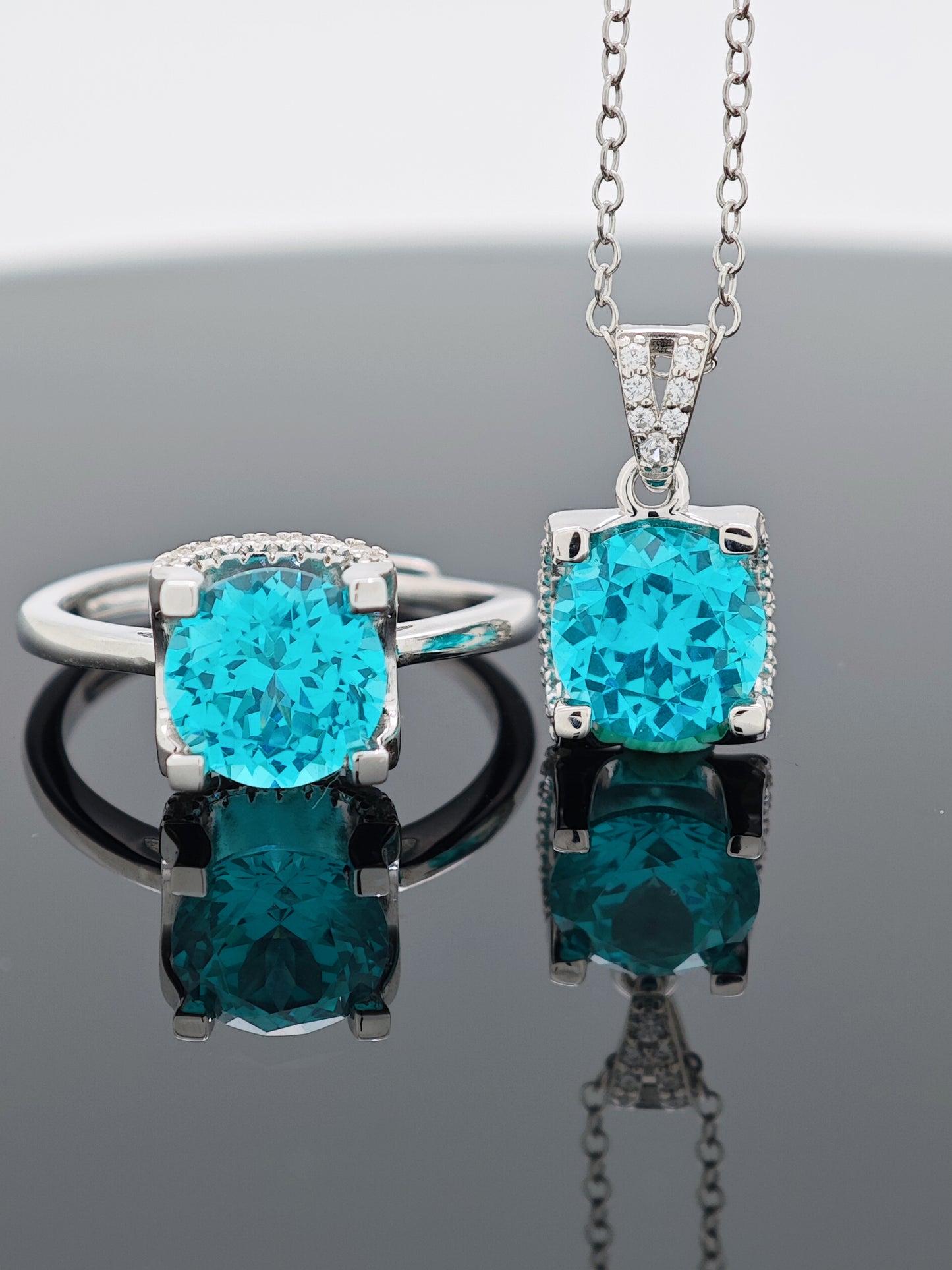 Certified S925 Silver setting Lab made Paraiba(TOURMALINE) pendant
