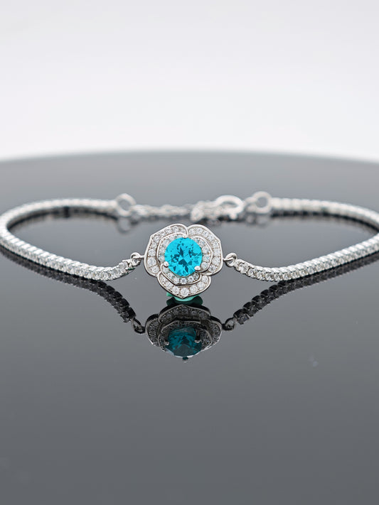 Certified S925 Sterling Silver Lab made Paraiba(TOURMALINE) bracelet