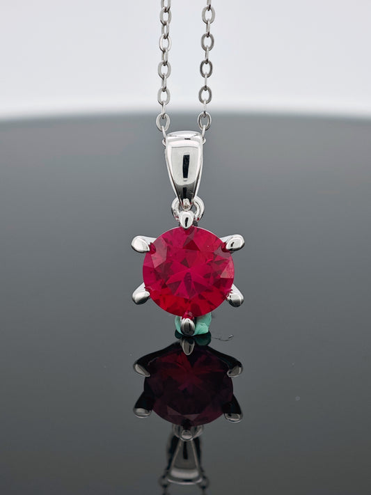 Certified S925 Silver setting-Cultured Ruby necklace