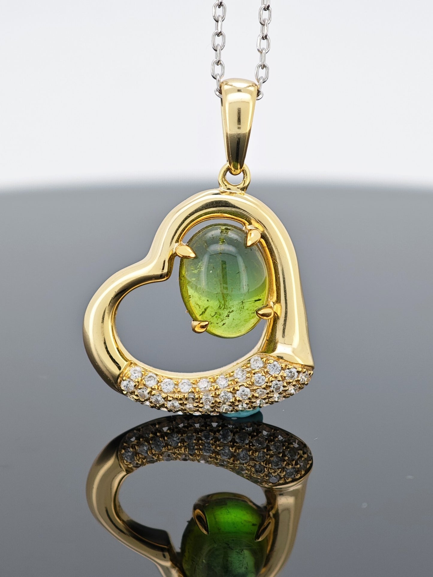 Certified S925 Silver Gold-Toned Heart shaped Turquoise pendant necklace.