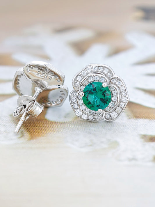 Satisfy Your Taste for Elegance – Certified Gorgeous Cultured Emerald S925 Earrings