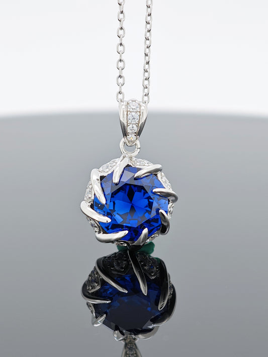 Premium S925 Silver Frame Cultivated Sapphire Pendant: Each Sparkle Speaks to Uncompromised Elegance