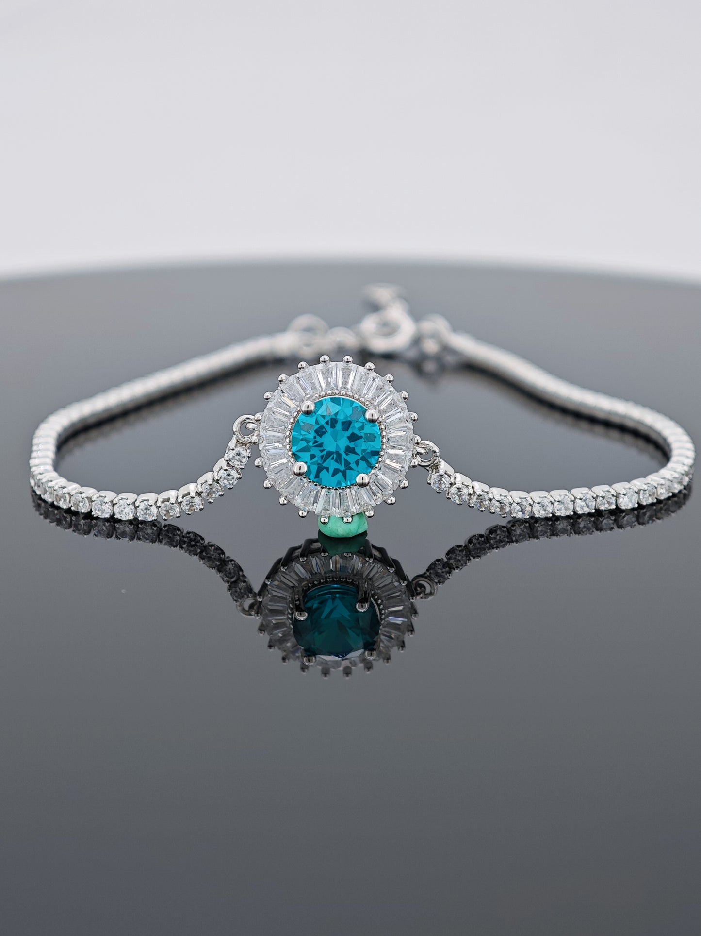 Certified S925 Silver Lab made Paraiba Tourmaline bracelet
