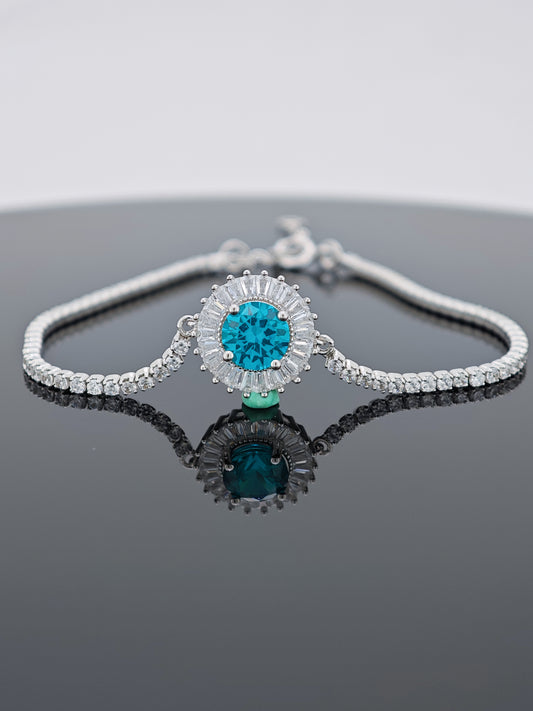 Certified S925 Silver Lab made Paraiba Tourmaline bracelet