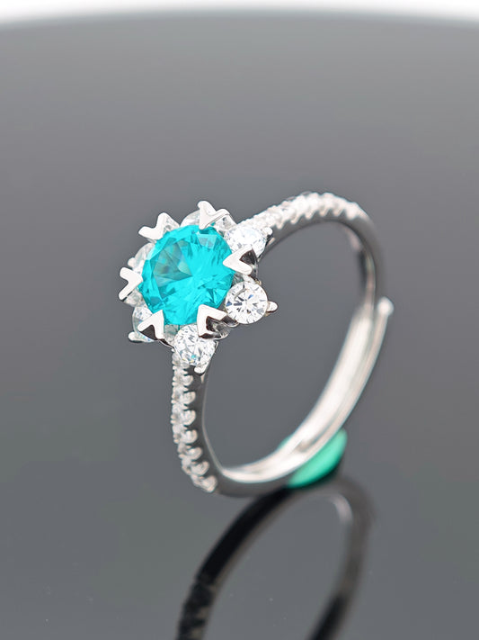 Certified S925 Silver Lab made Paraiba tourmaline