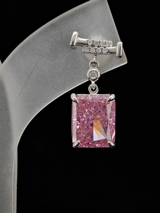 "S925 Genuine Silver Pink Ice Flower Zircon Earrings: A Touch of Luxury"