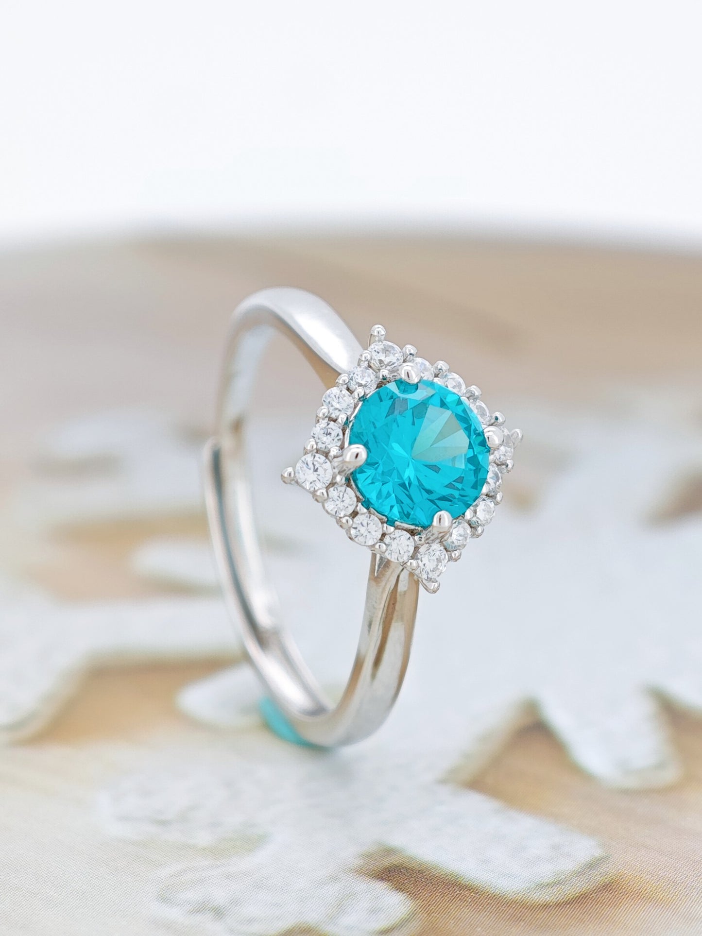 Certified S925 Silver setting Lab made Paraiba(Tourmaline) ring