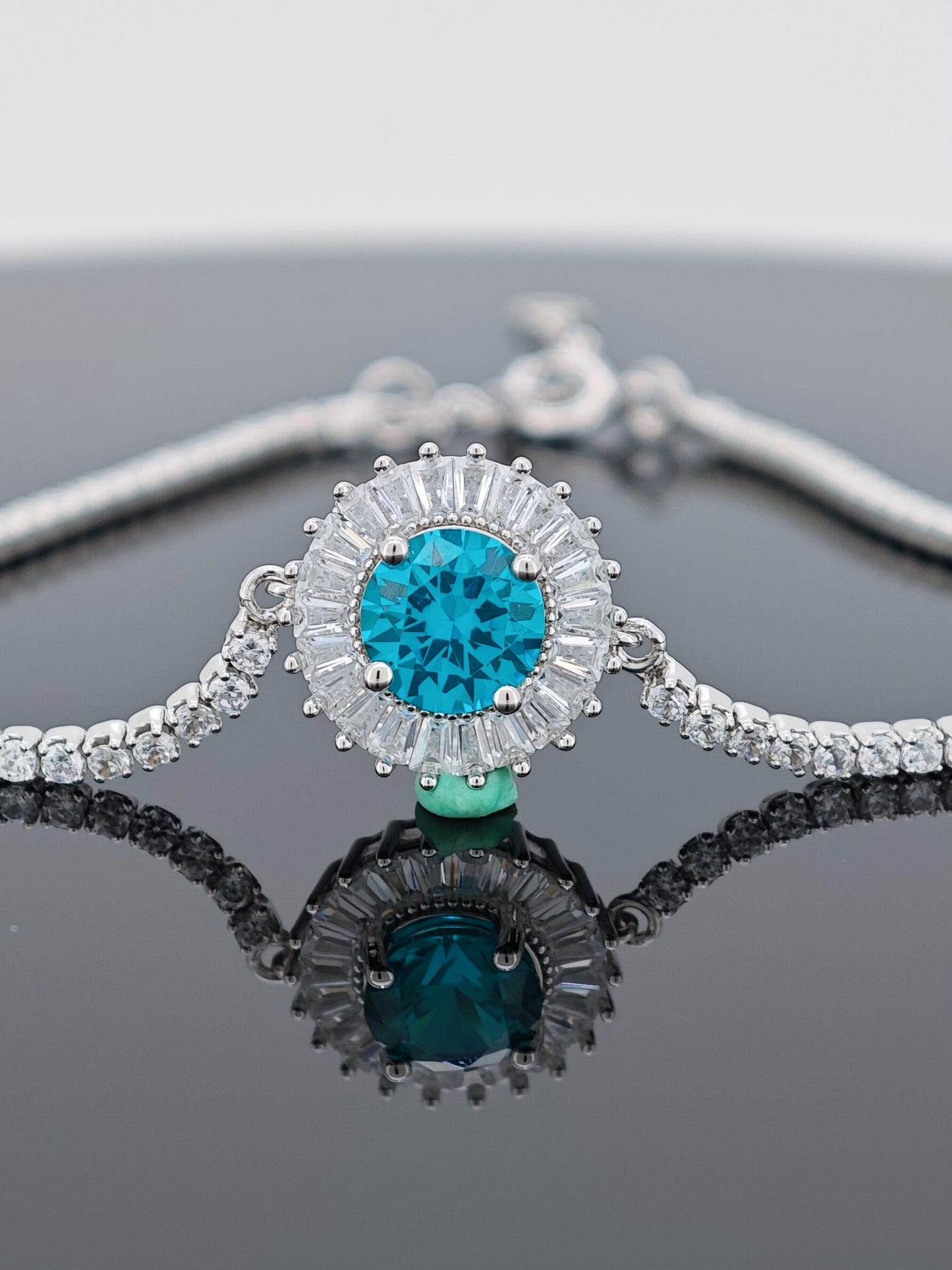 Certified S925 Silver Lab made Paraiba Tourmaline bracelet