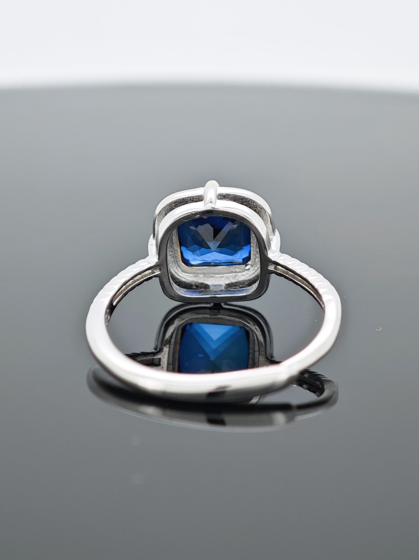 Certified S925 Silver Ring: Gold-Tone Detailing + Genuine Cultivated Sapphire for Timeless Luxury