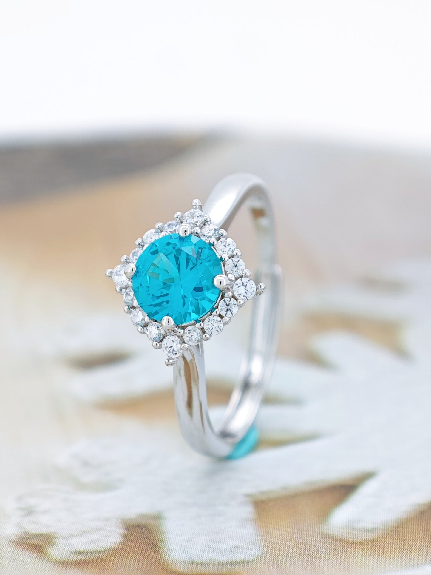 Certified S925 Silver setting Lab made Paraiba(Tourmaline) ring