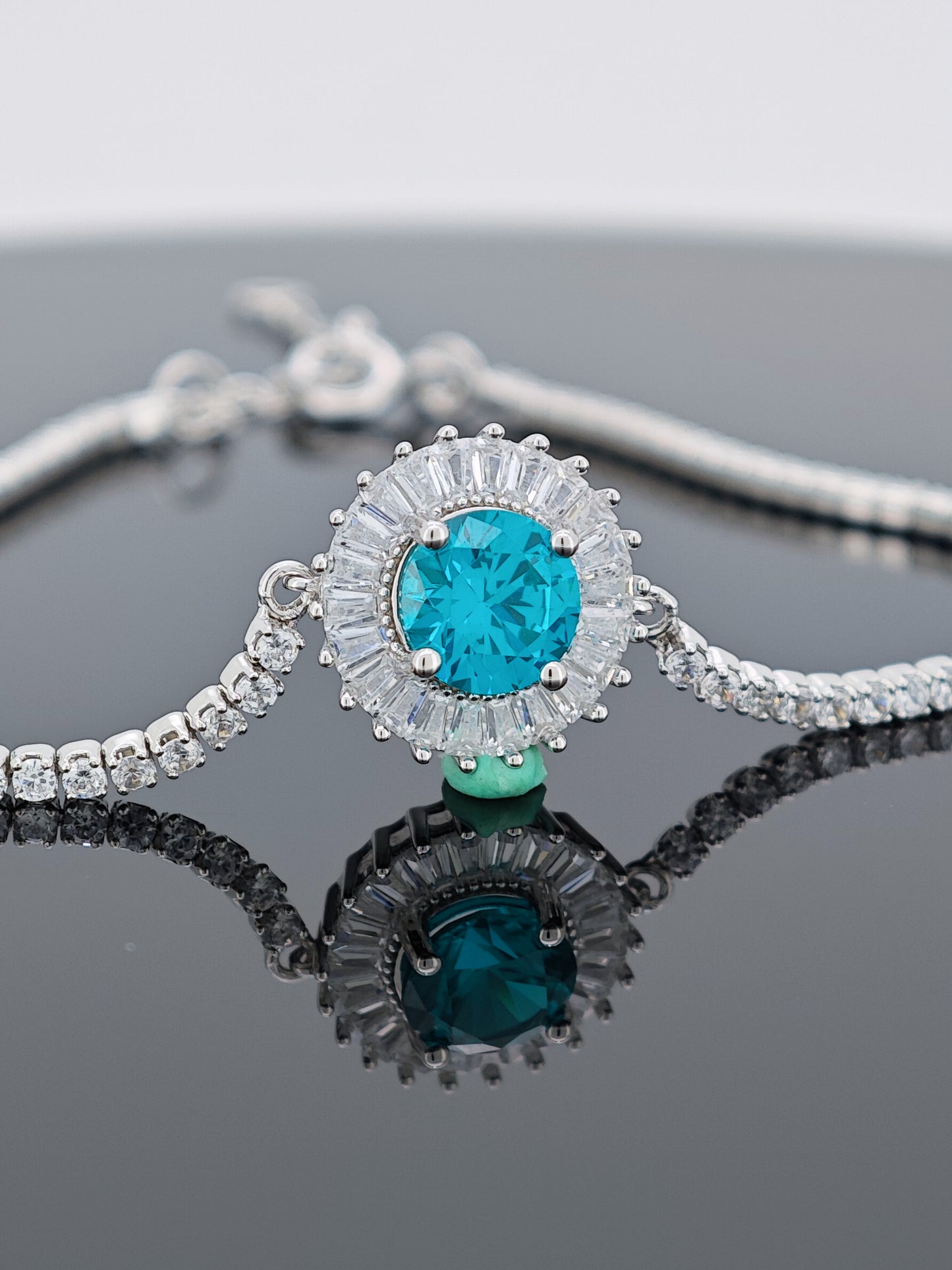 Certified S925 Silver Lab made Paraiba Tourmaline bracelet