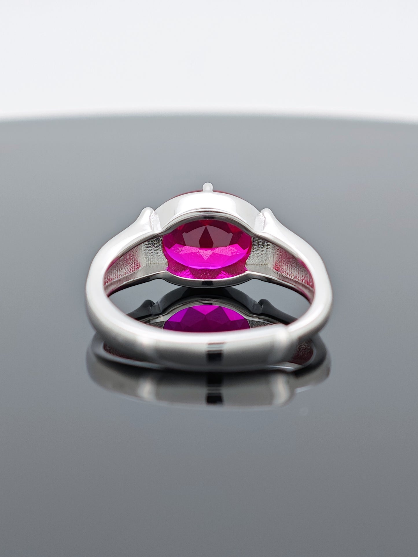 Certified S925 SILVER SETTING LAB MADE RUBY RING