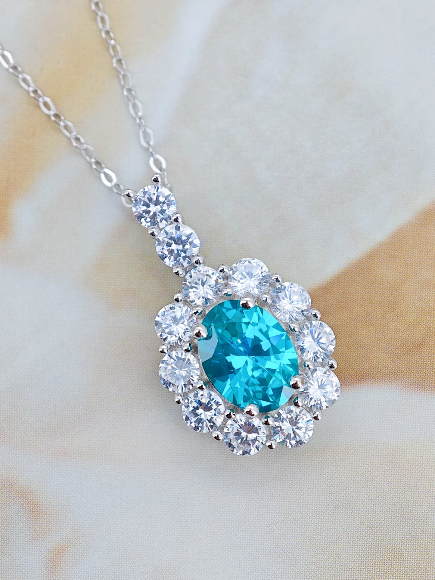 Certified S925 SILVER SETTING MAN MADE PARAIBA(TOURMALINE)PENDANT