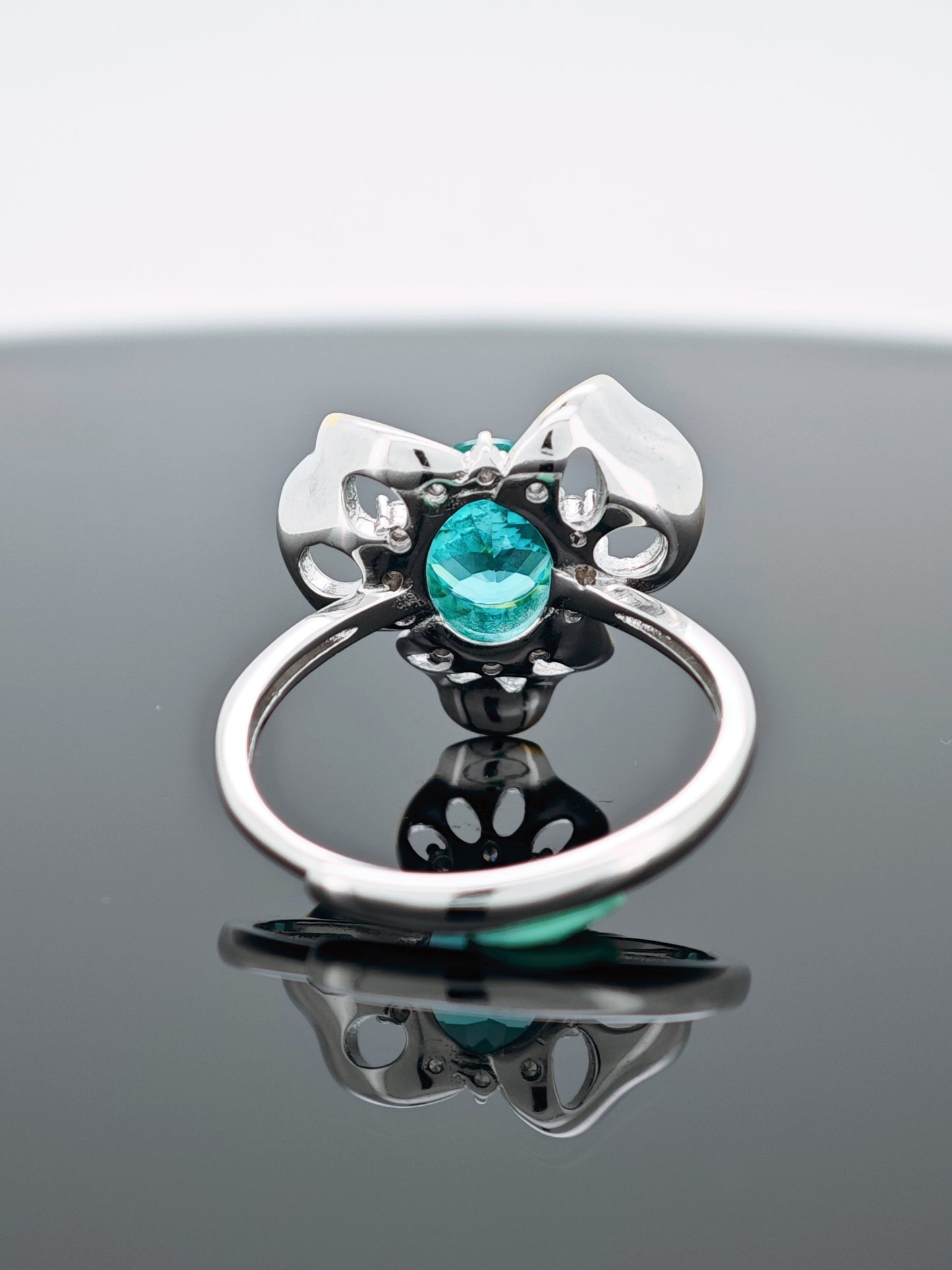 Genuine S925 Silver Paraíba-Style Floral Ring | 3 Stunning Hues (Neon/Turquoise/Pastel Blue) – Durable & Hypoallergenic