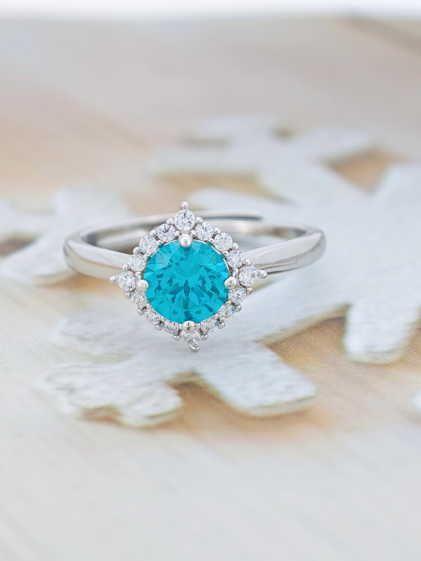 Certified S925 Silver setting Lab made Paraiba(Tourmaline) ring