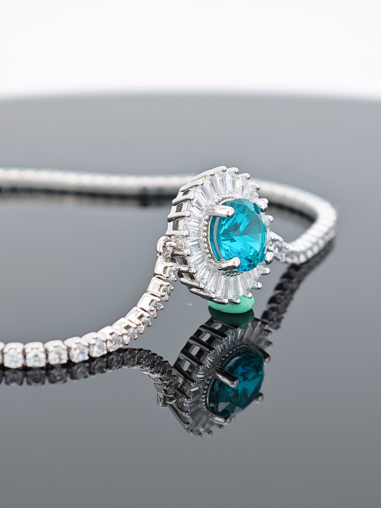 Certified S925 Silver Lab made Paraiba Tourmaline bracelet