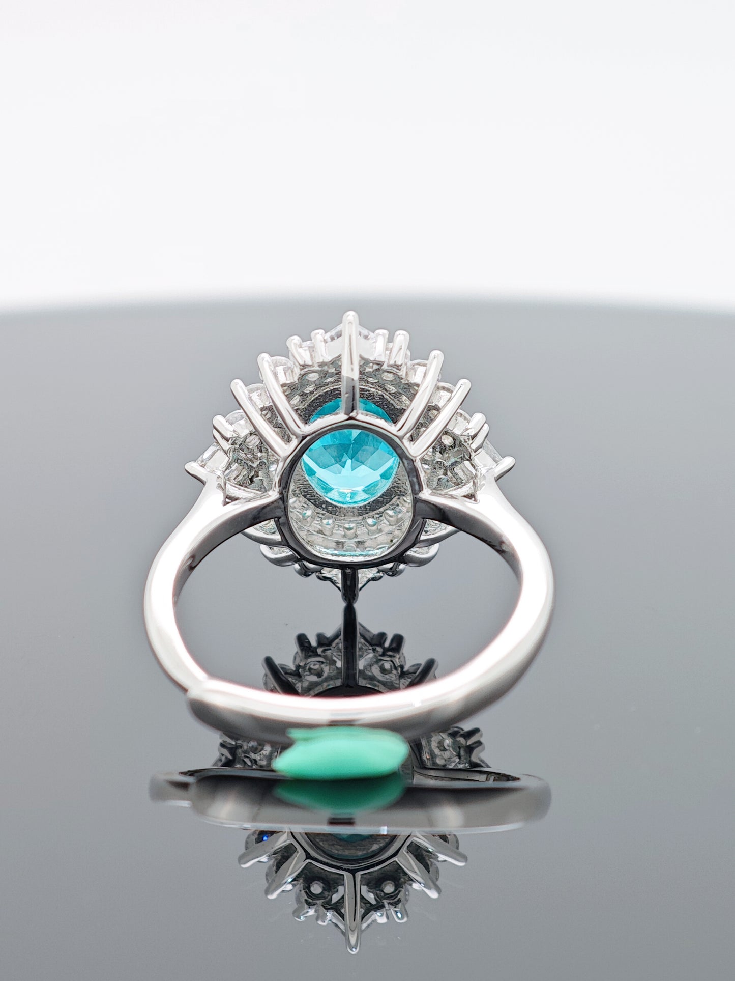 Certified S925 sterling silver Lab made Paraiba(TOURMALINE)ring