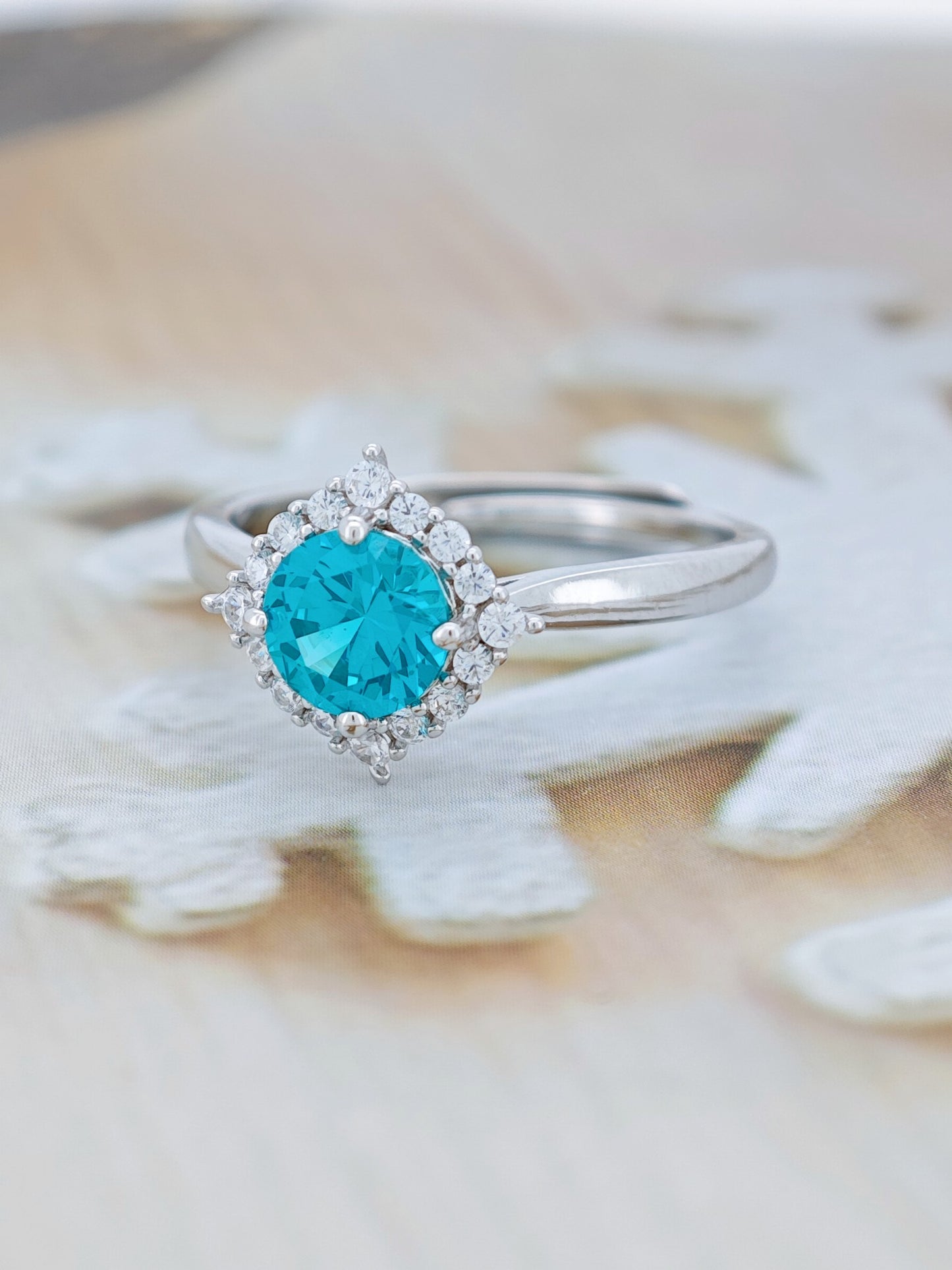 Certified S925 Silver setting Lab made Paraiba(Tourmaline) ring