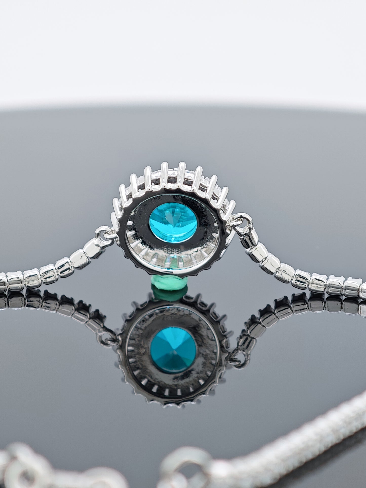 Certified S925 Silver Lab made Paraiba Tourmaline bracelet