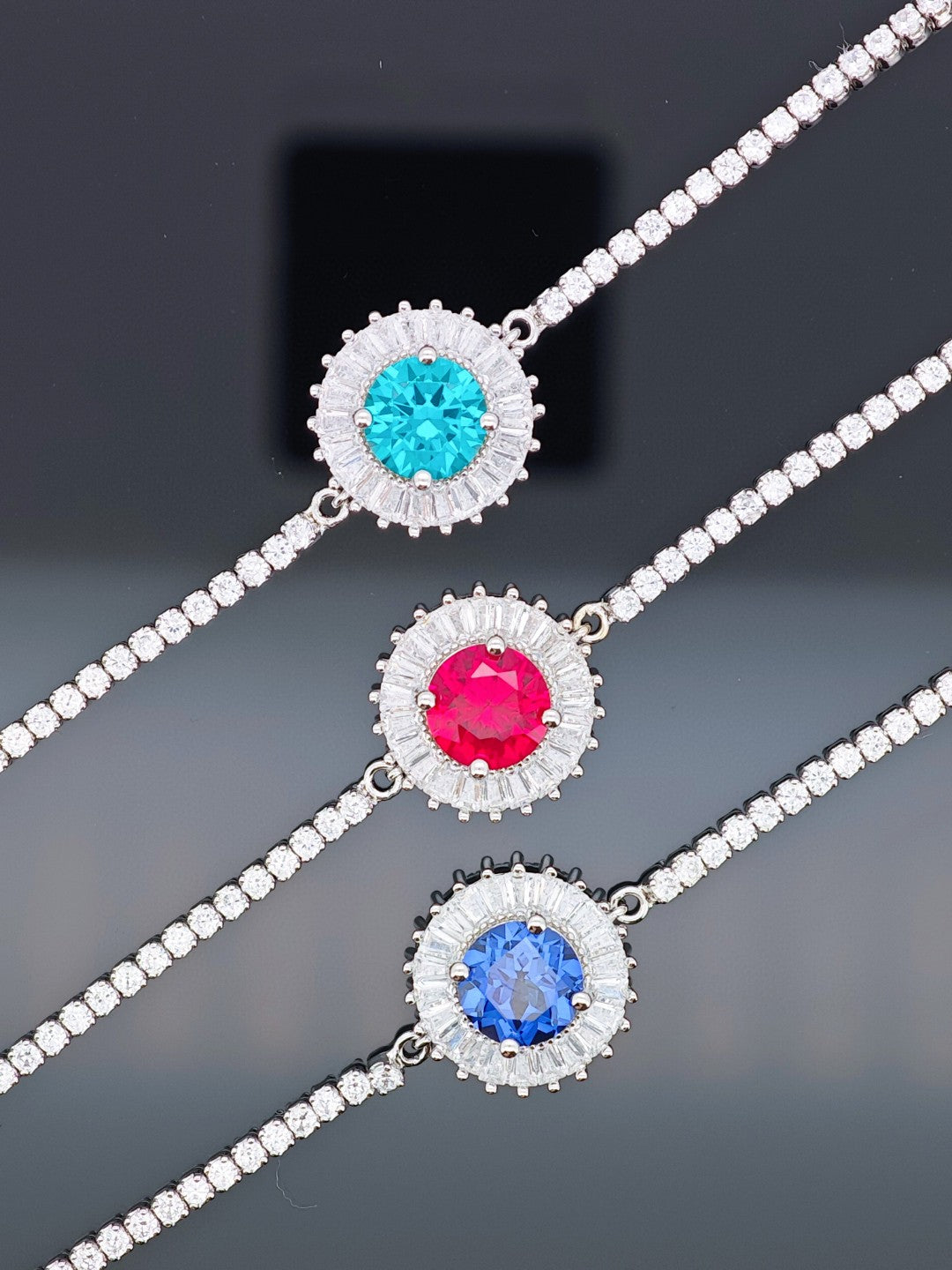 Certified S925 Silver Lab made Paraiba Tourmaline bracelet