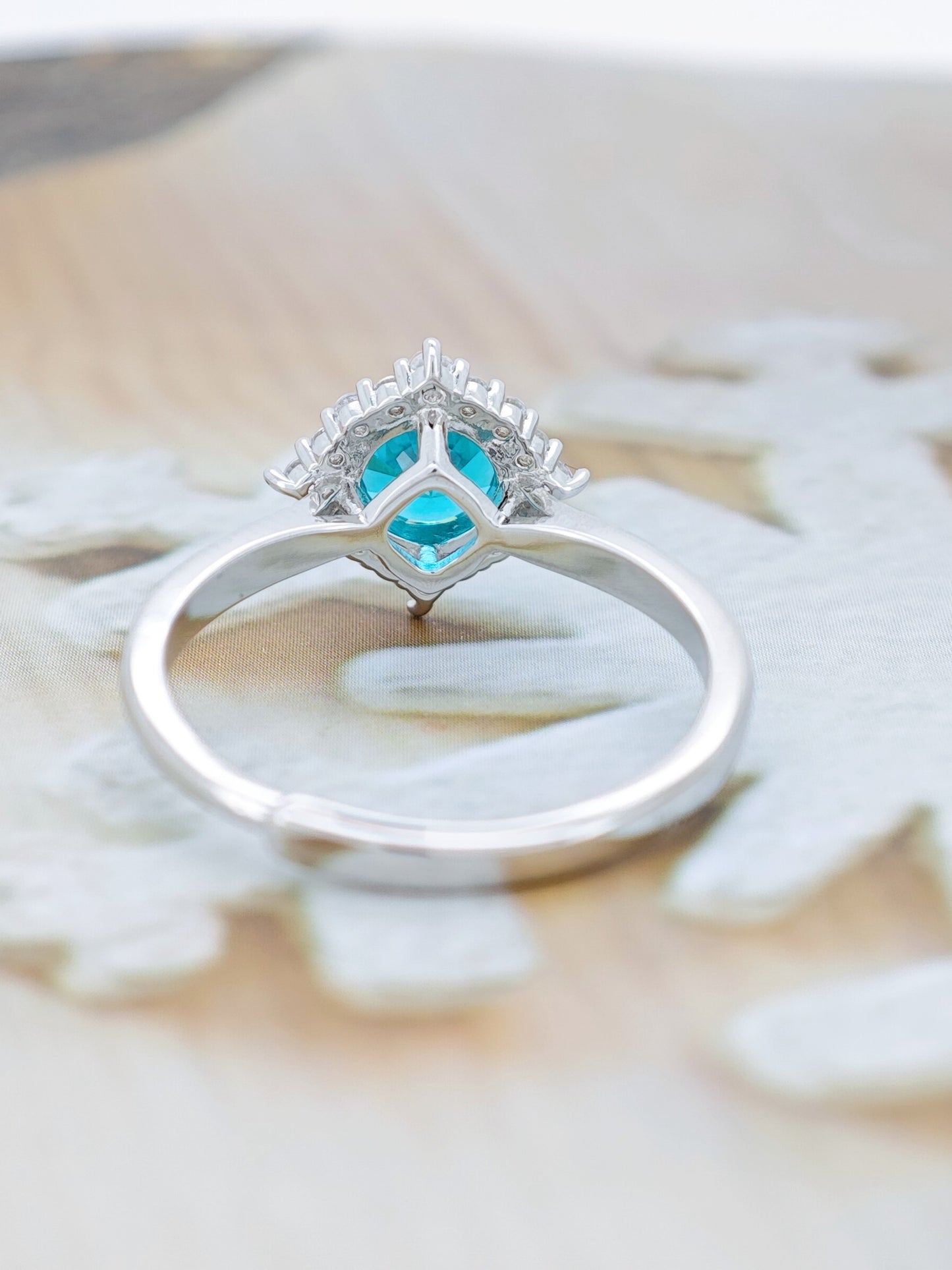 Certified S925 Silver setting Lab made Paraiba(Tourmaline) ring